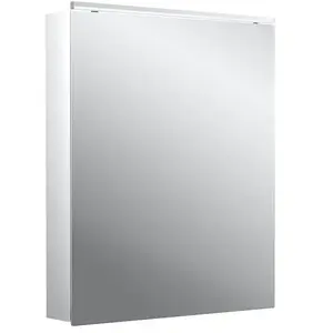 Emco, Armoire de toilette, flat 2 Classic LED Armoire à glace éclairée avec éclairage à poser, 1 porte Butée révers (60 x 11.30 x 71.10 cm)