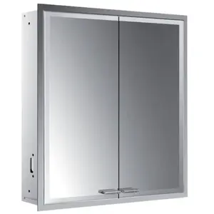 Emco, Armoire de toilette, asis prestige 2 armoire de toilette lumineuse, modèle encastré, 615mm (84.50 x 63 x 27 cm)