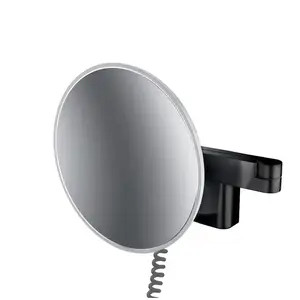 Emco, Miroir cosmétique, miroir à raser/de maquillage LED EVO rond, modèle mural, 2 bras 3x noir