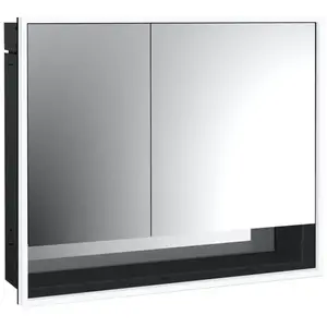 Emco, Armoire de toilette, loft armoire de toilette lumineuse avec compartiment inférieur, 800mm, 2 portes, modèle à encastrer (84.30 x 17.50 x 73.30 cm)