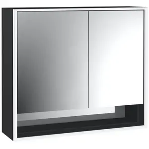 Emco, Armoire de toilette, loft armoire de toilette lumineuse avec compartiment inférieur, 800mm, 2 portes, modèle apparent (84.40 x 17.50 x 73.30 cm)
