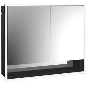 Emco, Armoire de toilette, loft armoire de toilette lumineuse avec compartiment inférieur, 800mm, 2 portes, modèle à encastrer (87.50 x 92 x 27 cm)