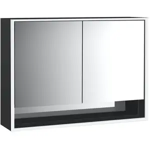 Emco, Armoire de toilette, loft armoire de toilette lumineuse avec compartiment inférieur, 1000mm, 2 portes, modèle apparent (87.50 x 17.50 x 27 cm)