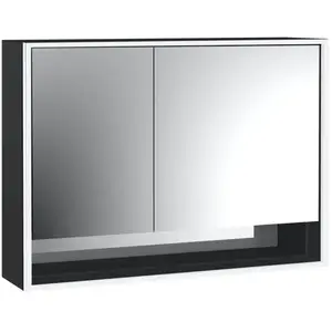 Emco, Armoire de toilette, loft armoire de toilette lumineuse avec compartiment inférieur, 1000mm, 2 portes, modèle apparent (104.40 x 17.50 x 73.30 cm)