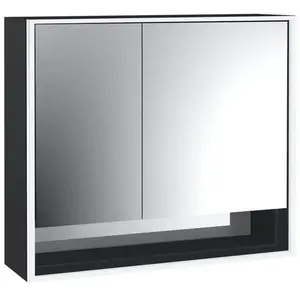 Emco, Armoire de toilette, loft armoire de toilette lumineuse avec compartiment inférieur, 800mm, 2 portes, modèle apparent (84.40 x 17.50 x 73.30 cm)