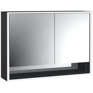 Emco, Armoire de toilette, loft armoire de toilette lumineuse avec compartiment inférieur, 1000mm, 2 portes, modèle apparent (104.40 x 17.50 x 73.30 cm)