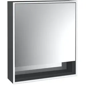 Emco, Armoire de toilette, loft armoire de toilette lumineuse avec compartiment inférieur, 600 mm, modèle apparent (60 x 17.50 x 73.30 cm)