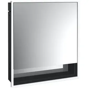 Emco, Armoire de toilette, loft armoire de toilette lumineuse avec compartiment inférieur, 600 mm, modèle à encastrer (64.30 x 17.50 x 73.30 cm)
