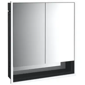 Emco, Armoire de toilette, loft armoire de toilette lumineuse avec compartiment inférieur, 600 mm, modèle à encastrer (64.30 x 17.50 x 73.30 cm)