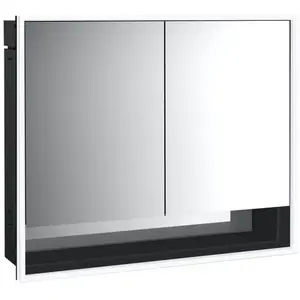 Emco, Armoire de toilette, loft armoire de toilette lumineuse avec compartiment inférieur, 800mm, 2 portes, modèle apparent (84.40 x 17.50 x 73.30 cm)