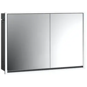 Emco, Armoire de toilette, loft armoire de toilette lumineuse, 1000mm, 2 portes, modèle à encastrer, noir/miroir, 979813317 (104.30 x 17.50 x 73.30 cm)