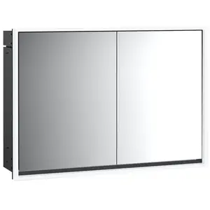 Emco, Armoire de toilette, loft armoire de toilette lumineuse, 1000mm, 2 portes, modèle à encastrer, noir/miroir, 979813313 (104.30 x 111.50 x 73.30 cm)