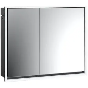 Emco, Armoire de toilette, loft armoire de toilette lumineuse, 800mm, 2 portes, modèle à encastrer, noir/miroir, 979813309 (84.30 x 17.50 x 73.30 cm)