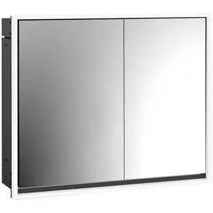 Emco, Armoire de toilette, loft armoire de toilette lumineuse, 800mm, 2 portes, modèle à encastrer, noir/miroir, 979813311 (84.30 x 17.50 x 73.30 cm)