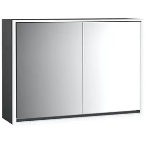 Emco, Armoire de toilette, loft armoire de toilette lumineuse, 1000mm, 2 portes, modèle apparent, noir/miroir, 979813312 (87.50 x 17.50 x 27 cm)