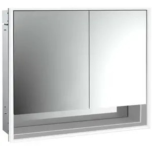 Emco, Armoire de toilette, loft armoire de toilette lumineuse avec compartiment inférieur, 800mm, 2 portes, modèle à encastrer (87.50 x 92 x 27 cm)