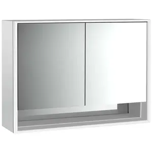 Emco, Armoire de toilette, loft armoire de toilette lumineuse avec compartiment inférieur, 1000mm, 2 portes, modèle apparent (104.40 x 17.50 x 73.30 cm)