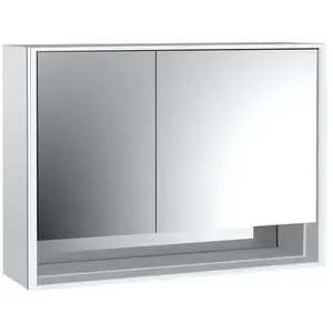 Emco, Armoire de toilette, loft armoire de toilette lumineuse avec compartiment inférieur, 1000mm, 2 portes, modèle apparent (104.40 x 17.50 x 73.30 cm)