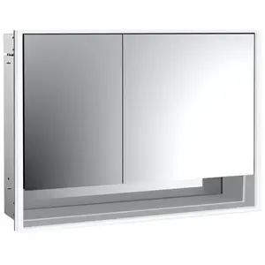 Emco, Armoire de toilette, loft armoire de toilette lumineuse avec compartiment inférieur, 1000mm, 2 portes, modèle à (104.30 x 17.50 x 73.30 cm)