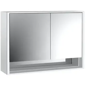 Emco, Armoire de toilette, loft armoire de toilette lumineuse avec compartiment inférieur, 1000mm, 2 portes, modèle apparent (104.40 x 17.50 x 73.30 cm)