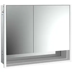 Emco, Armoire de toilette, loft armoire de toilette lumineuse avec compartiment inférieur, 800mm, 2 portes, modèle à encastrer (84.30 x 17.50 x 73.30 cm)
