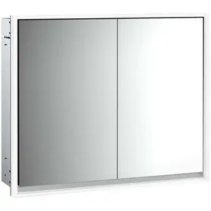 Emco, Armoire de toilette, loft armoire de toilette lumineuse, 800mm, 2 portes, modèle à encastrer, aluminium/blanc, 979806107 (84.30 x 17.50 x 73.30 cm)