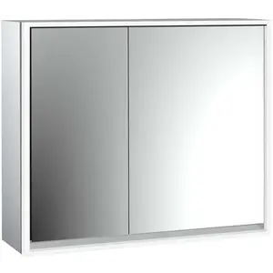 Emco, Armoire de toilette, loft armoire de toilette lumineuse, 800mm, 2 portes, modèle apparent, aluminium/blanc, 9798051 (87.50 x 92 x 27 cm)