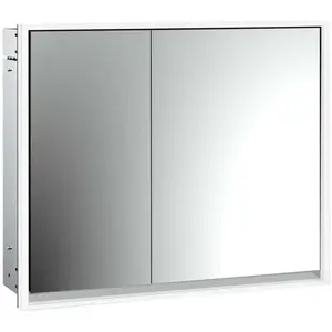 Emco, Armoire de toilette, loft armoire de toilette lumineuse, 800mm, 2 portes, modèle à encastrer, aluminium/blanc, 979806109 (84.30 x 17.50 x 73.30 cm)