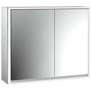 Emco, Armoire de toilette, loft armoire de toilette lumineuse, 800mm, 2 portes, modèle apparent, aluminium/blanc, 9798051 (87.50 x 92 x 27 cm)