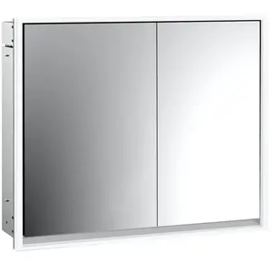 Emco, Armoire de toilette, loft armoire de toilette lumineuse, 800mm, 2 portes, modèle à encastrer, aluminium/blanc, 979806111 (84.30 x 17.50 x 73.30 cm)