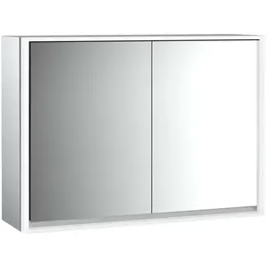 Emco, Armoire de toilette, loft armoire de toilette lumineuse, 1000mm, 2 portes, modèle apparent, aluminium/blanc, 979806112 (87.50 x 111.50 x 27 cm)