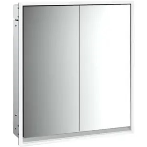 Emco, Armoire de toilette, loft armoire de toilette lumineuse, 600 mm, modèle à encastrer, aluminium/blanc, 979806105 (64.30 x 17.50 x 73.30 cm)