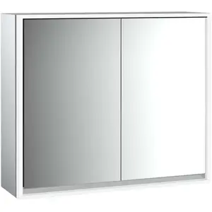 Emco, Armoire de toilette, loft armoire de toilette lumineuse, 800mm, 2 portes, modèle apparent, aluminium/blanc, 9798051 (84.40 x 17.50 x 73.30 cm)