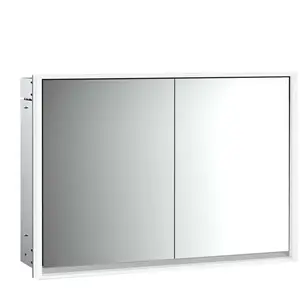 Emco, Armoire de toilette, loft armoire de toilette lumineuse, 1000mm, 2 portes, modèle à encastrer, aluminium/blanc, 979806113 (87.50 x 17.50 x 27 cm)
