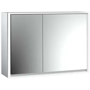Emco, Armoire de toilette, loft armoire de toilette lumineuse, 1000mm, 2 portes, modèle apparent, aluminium/blanc, 979806114 (87.50 x 111.50 x 27 cm)