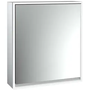 Emco, Armoire de toilette, loft armoire de toilette lumineuse, 600 mm, modèle apparent, aluminium/blanc, 979806100 (87.50 x 72 x 27 cm)