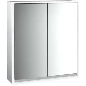 Emco, Armoire de toilette, loft armoire de toilette lumineuse, 600 mm, modèle apparent, aluminium/blanc, 979806104 (87.50 x 72 x 27 cm)
