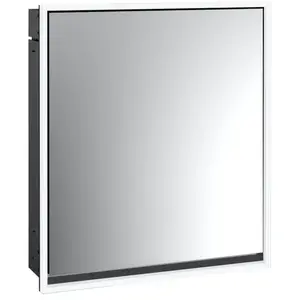 Emco, Armoire de toilette, loft armoire de toilette lumineuse, 600 mm, modèle à encastrer, noir/miroir, 979813301 (64.30 x 17.50 x 73.30 cm)