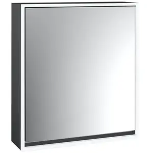 Emco, Armoire de toilette, loft armoire de toilette lumineuse, 600 mm, modèle apparent, noir/miroir, 979813302 (64.40 x 17.50 x 73.30 cm)