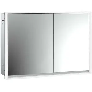Emco, Armoire de toilette, loft armoire de toilette lumineuse, 1000mm, 2 portes, modèle à encastrer, aluminium/blanc, 979806117 (104.30 x 111.50 x 73.30 cm)