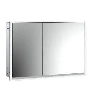 Emco, Armoire de toilette, loft armoire de toilette lumineuse, 1000mm, 2 portes, modèle à encastrer, aluminium/blanc, 979806115 (87.50 x 111.50 x 27 cm)