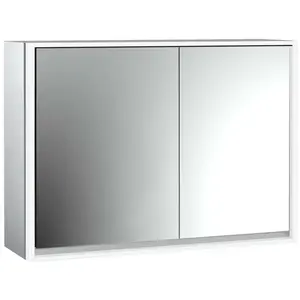 Emco, Armoire de toilette, loft armoire de toilette lumineuse, 1000mm, 2 portes, modèle apparent, aluminium/blanc, 979806116 (104.40 x 17.50 x 73.30 cm)