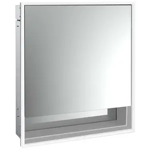 Emco, Armoire de toilette, loft armoire de toilette lumineuse avec compartiment inférieur, 600 mm, modèle à encastrer (64.30 x 17.50 x 73.30 cm)