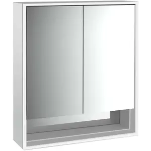 Emco, Armoire de toilette, loft armoire de toilette lumineuse avec compartiment inférieur, 600 mm, modèle apparent (64.40 x 17.50 x 73.30 cm)