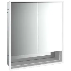 Emco, Armoire de toilette, loft armoire de toilette lumineuse avec compartiment inférieur, 600 mm, modèle à encastrer (64.30 x 17.50 x 73.30 cm)