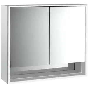 Emco, Armoire de toilette, loft armoire de toilette lumineuse avec compartiment inférieur, 800mm, 2 portes, modèle apparent (84.40 x 17.50 x 73.30 cm)