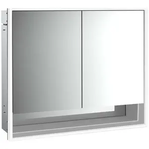 Emco, Armoire de toilette, loft armoire de toilette lumineuse avec compartiment inférieur, 800mm, 2 portes, modèle à encastrer (84.30 x 17.50 x 73.30 cm)