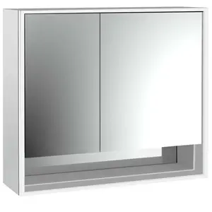 Emco, Armoire de toilette, loft armoire de toilette lumineuse avec compartiment inférieur, 800mm, 2 portes, modèle apparent (87.50 x 92 x 27 cm)