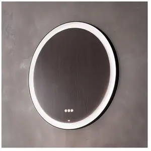 Emco, Miroir, round black miroir lumineux, diamètre 600mm, avec éclair... pas cher