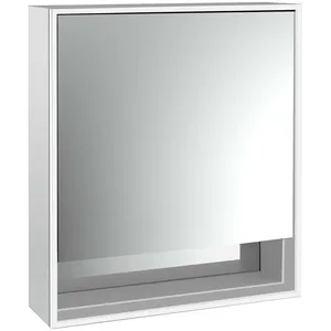 Emco, Armoire de toilette, loft armoire de toilette lumineuse avec compartiment inférieur, 600 mm, modèle apparent, alum (64.40 x 17.50 x 73.30 cm)